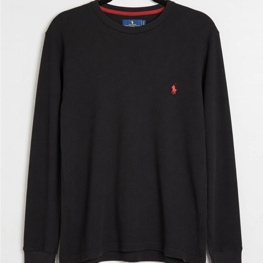 Ralph Lauren Black Crew Neck Sweater with Red Logo